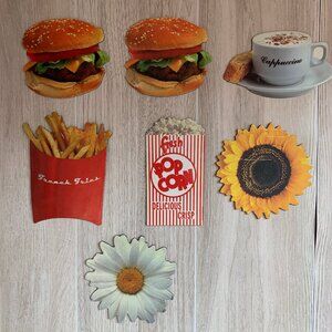 VTG Refrigerator Magnet Collection (7pcs) Cheeseburger French Fries Popcorn